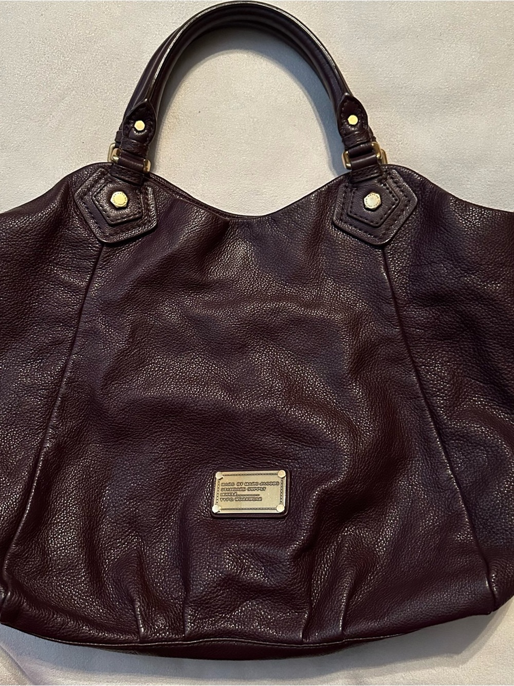 Marc Jacobs Leather Tote Handbag in Deep Plum